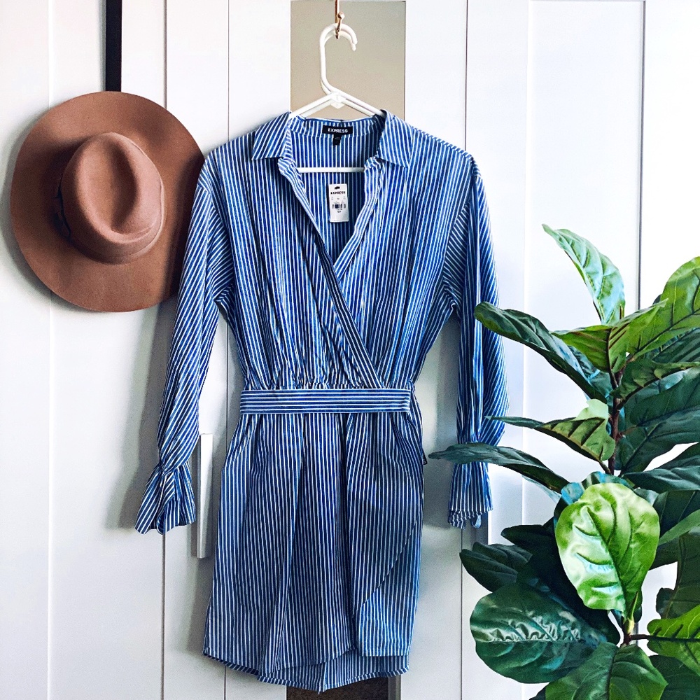 NWT • EXPRESS • Business Casual Striped/Wrap Dress